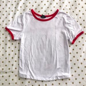 White Tee with Red Accents